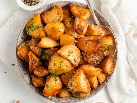 Instant Pot Duo Crisp Greek Roast Potatoes - Feisty Tapas
